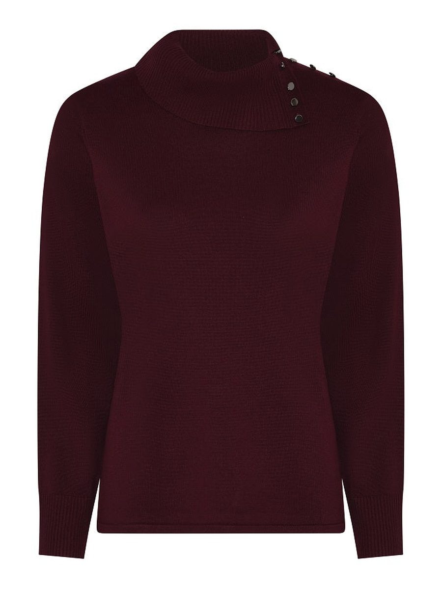 166172 Strickpullover mit Knopfdetail in Bordeaux