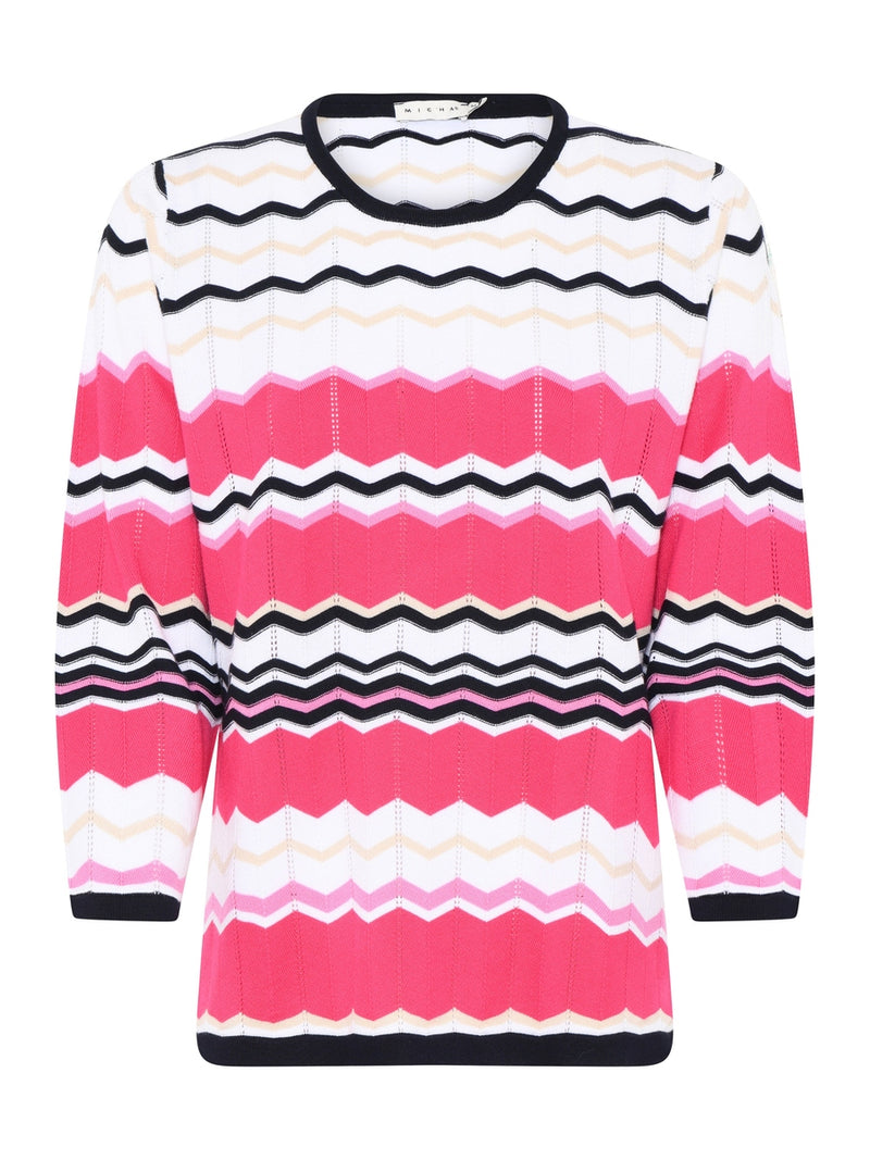 178 127  Gestreifter Pullover in Weis aus Viskose