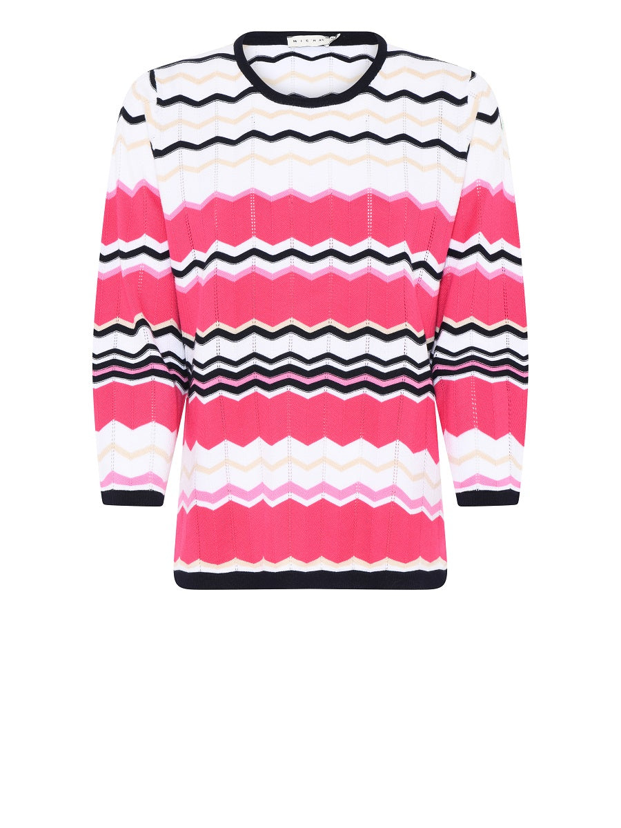 178 127  Gestreifter Pullover in Weis aus Viskose