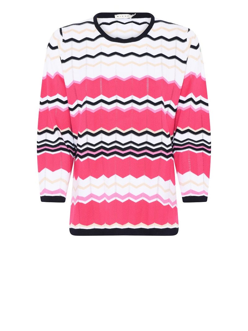 178 127  Gestreifter Pullover in Weis aus Viskose