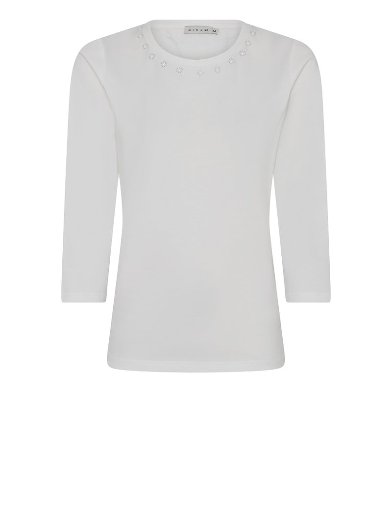 178 171 Elegantes Jersey-Shirt mit Zierstein-Dekor