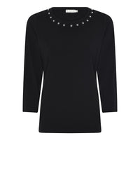 178 171 Elegantes Jersey-Shirt mit Zierstein-Dekor