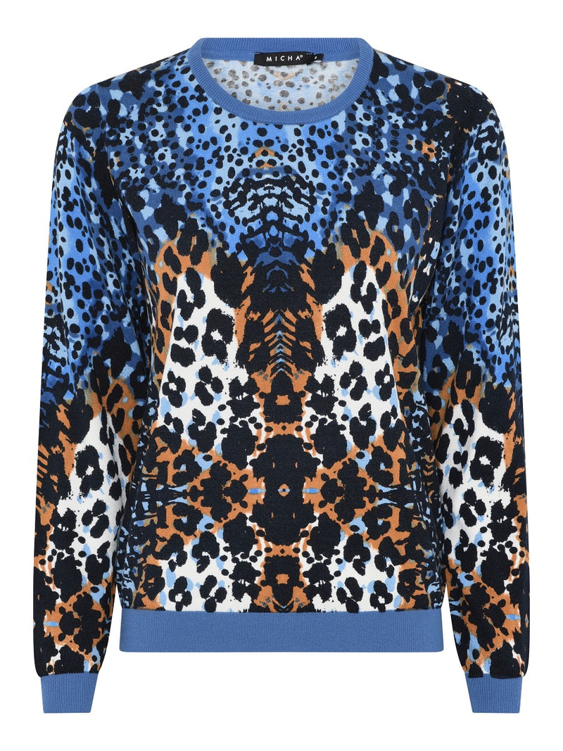 178 176 Damen Strickpulli Leo Print