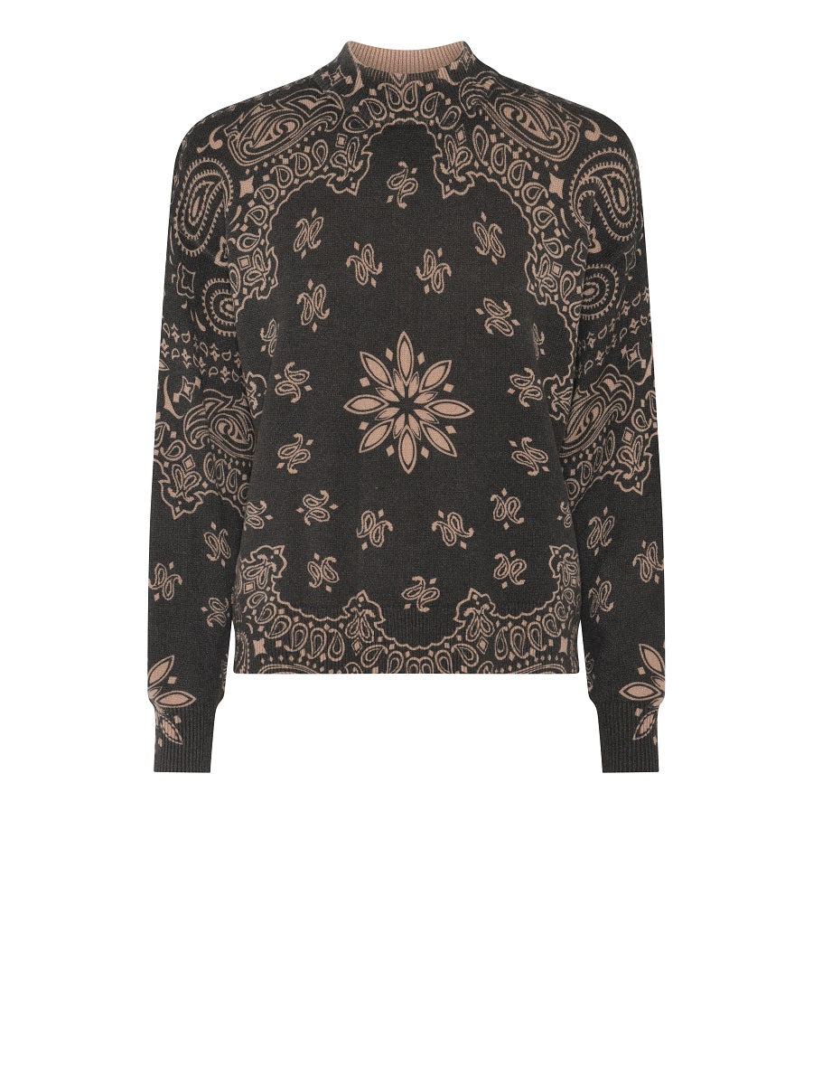 183124 Strickpullover mit Paisley-Muster in Grey/Camel