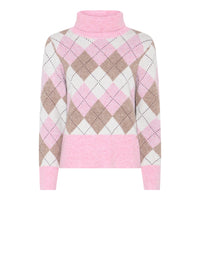 183151 Argyle Rollkragenpullover in Rosa