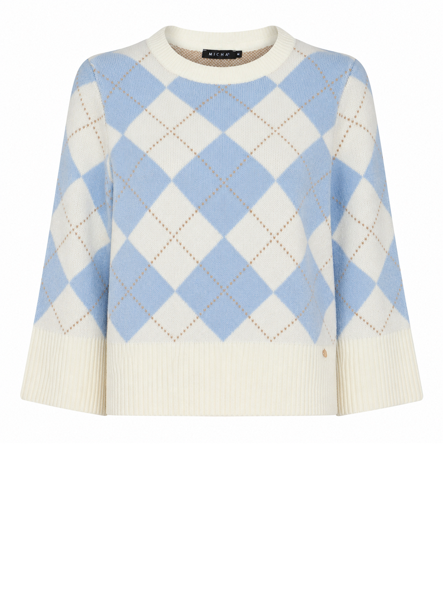 183152 Strickpullover mit Argyle-Muster in Hellblau