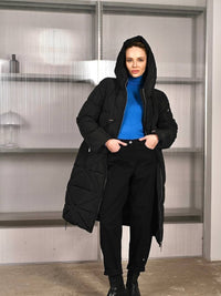 123200-238 Damen Steppmantel mit Kapuze