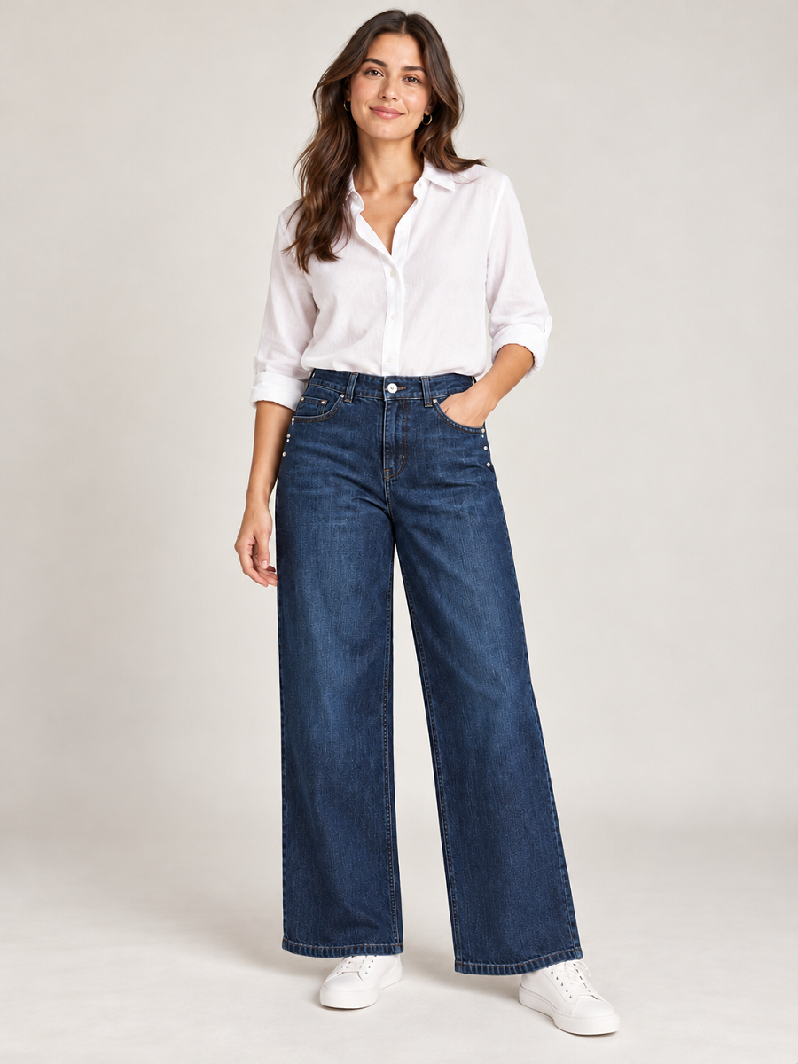 896600-171-89 Ppep Damenjeans Wide Leg – Dunkelblau