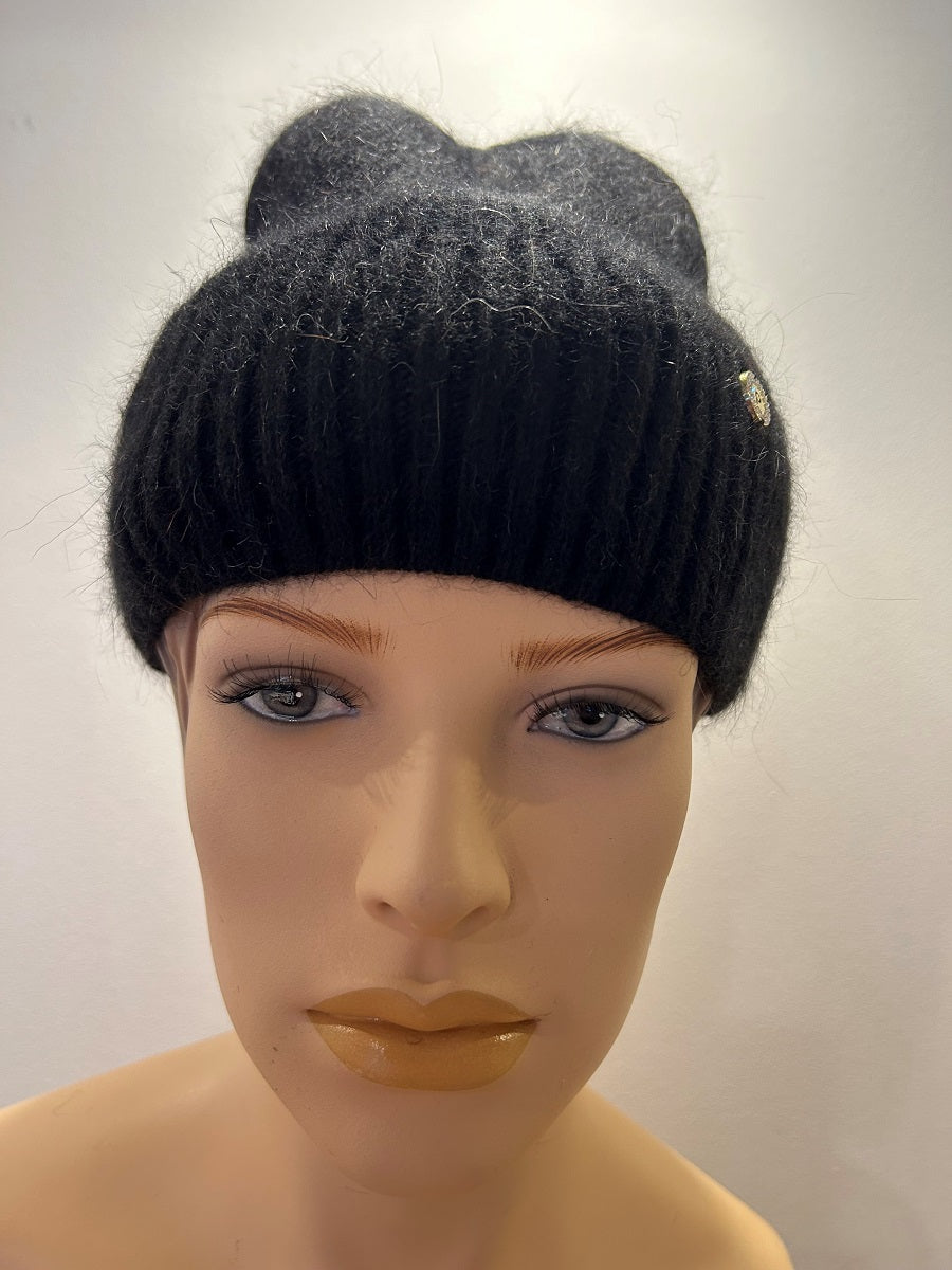 25 W I 101 Strickmütze aus Angora Mischung in Schwarz