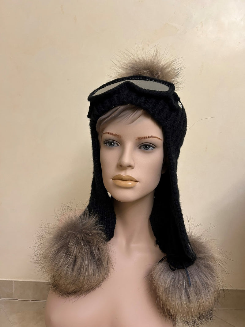 25 W I 109 Wintermütze aus Merino Wolle im stylischen Aviator-/Piloten-Look