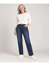 895800-171-891 Kenny Damen Mom-Fit Jeans in Dunkelblau mit Innenschlitzen