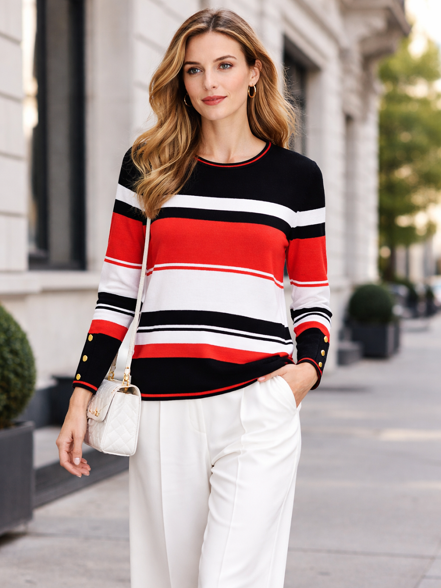 181173 Damenpullover  mit Streifenmuster