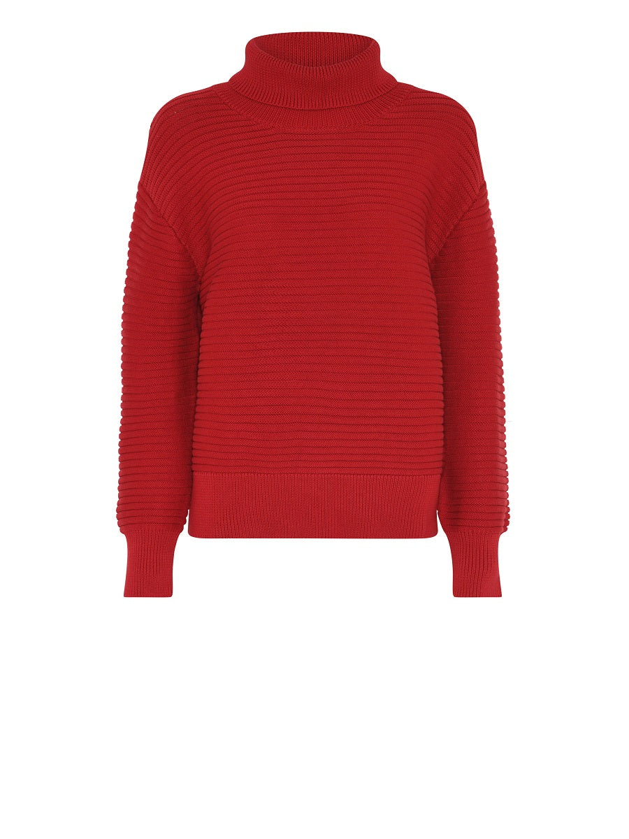 220 168 Strickpullover mit Strukturmuster in rot