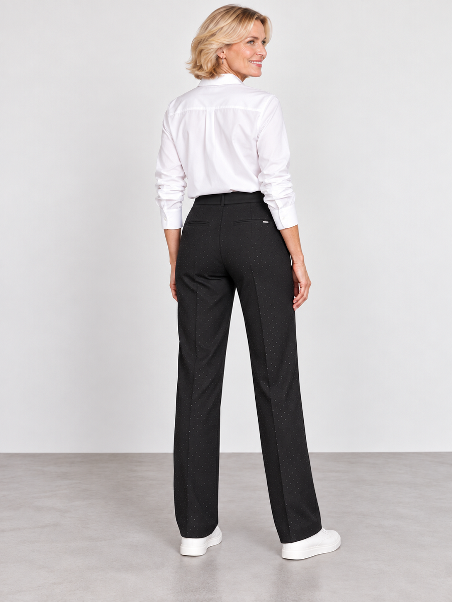 898000-543-99 june Elegante Damenhose aus Rhinestone-Jersey – Schwarz