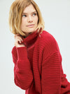 220 168 Strickpullover mit Strukturmuster in rot