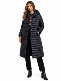 461700-537-920 Warmer Eco-Daunen Wende Mantel mit Gürtel in schwarz