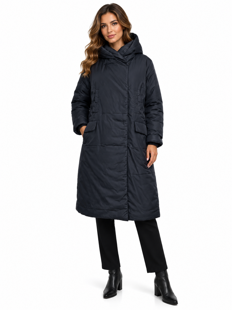 461700-537-920 Warmer Eco-Daunen Wende Mantel mit Gürtel in schwarz