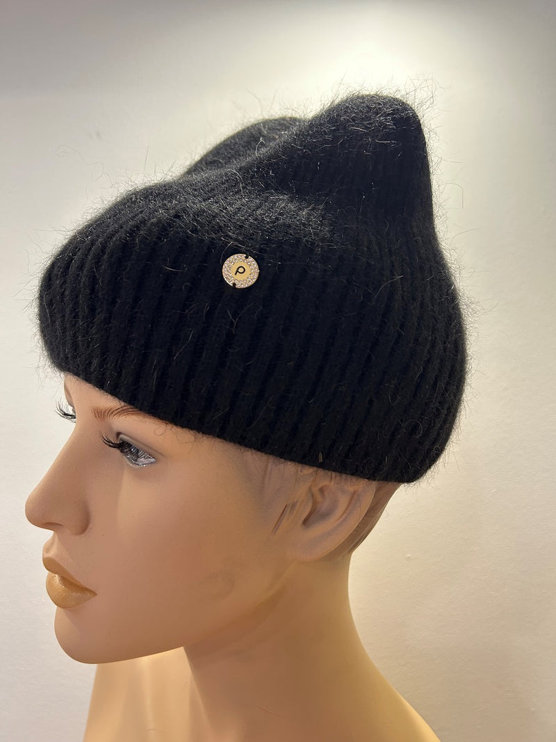 25 W I 101 Strickmütze aus Angora Mischung in Schwarz