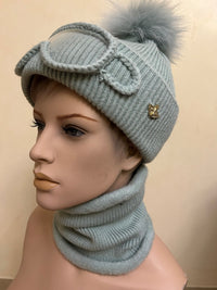 23 W 71 Winter-Set Mütze & Schlauchschal in hellblau