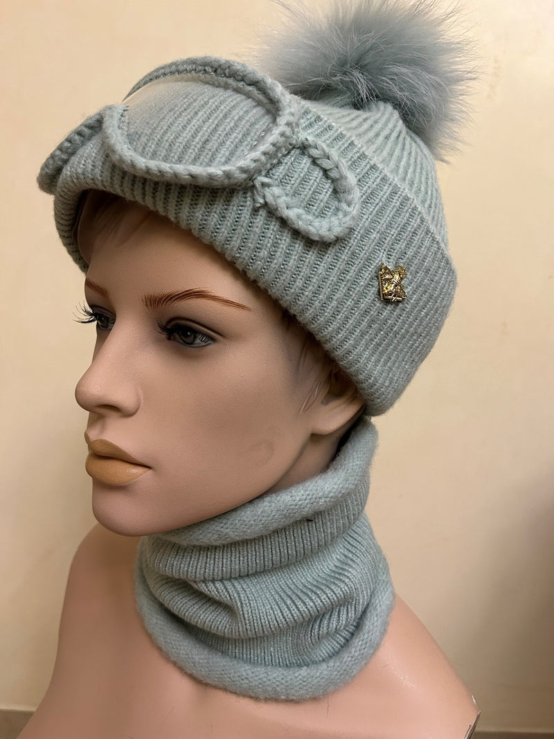 23 W 71 Winter-Set Mütze & Schlauchschal in hellblau