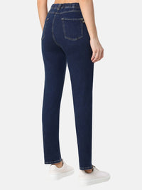 852500-144-88 Clara - Damenjeans in Straight Fit in Blau aus Power-Stretch-Denim