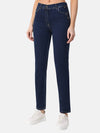 852500-144-88 Clara - Damenjeans in Straight Fit in Blau aus Power-Stretch-Denim