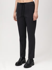 865300-780-9 Damen Jacquard Hosen in schwarz/grau