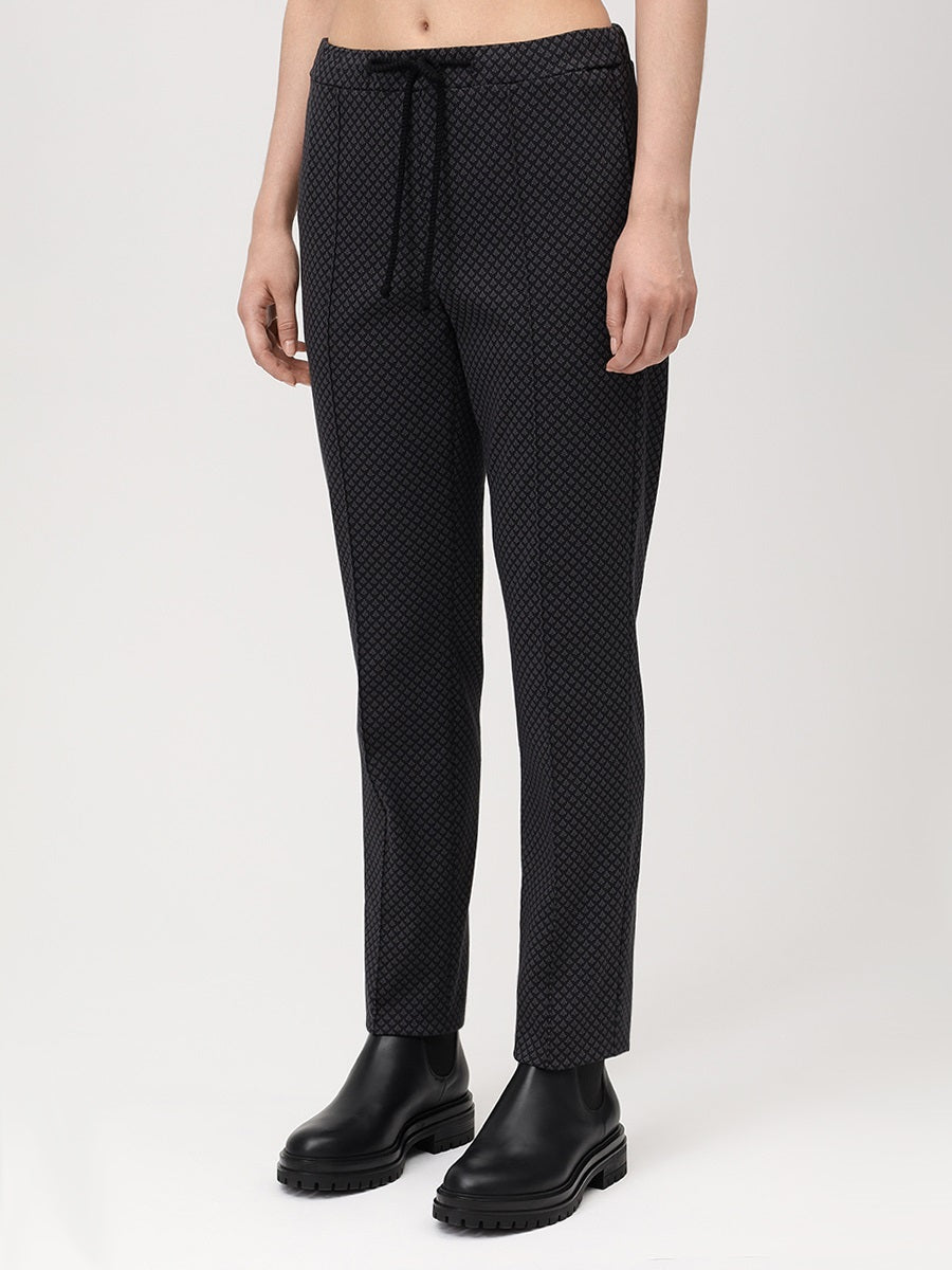 865300-780-9 Damen Jacquard Hosen in schwarz/grau