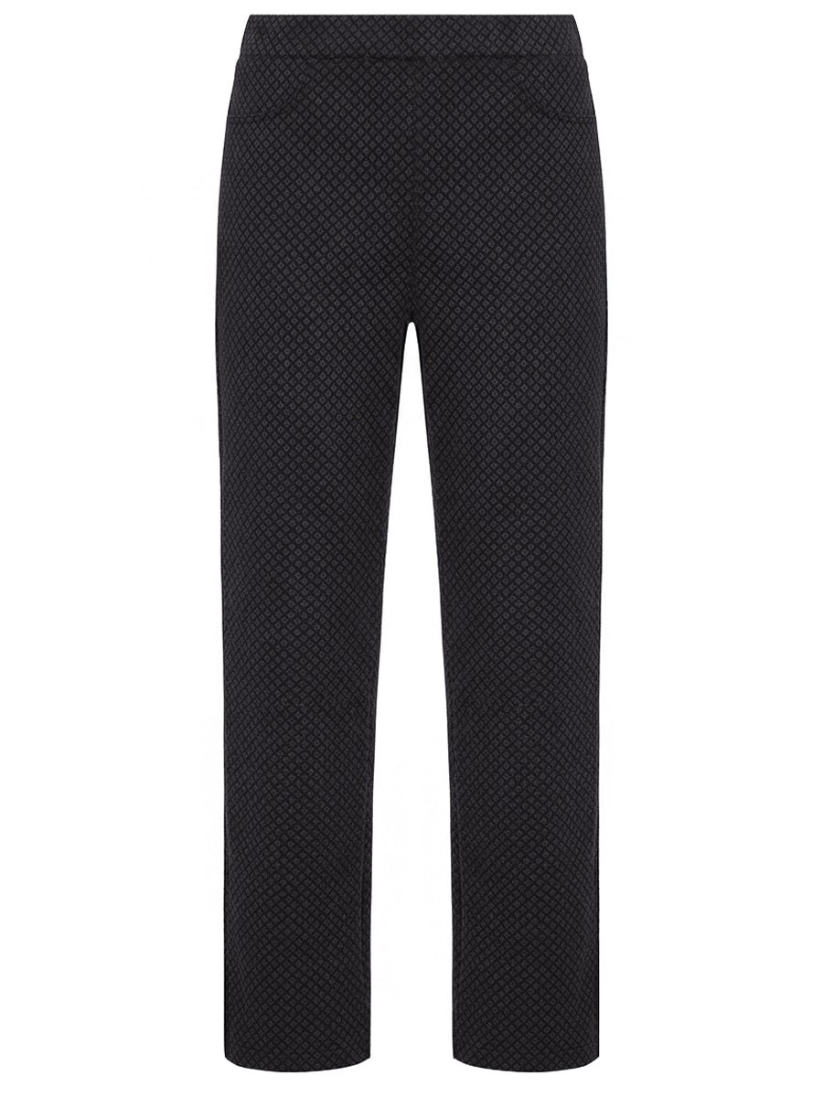 865900-780-9 Damen Jacquard Schlupfhose Wide leg in schwarz/grau