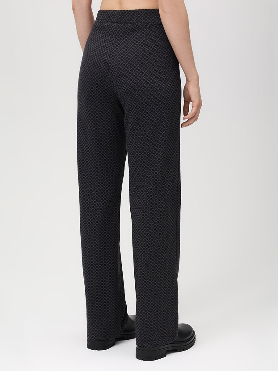 865900-780-9 Damen Jacquard Schlupfhose Wide leg in schwarz/grau