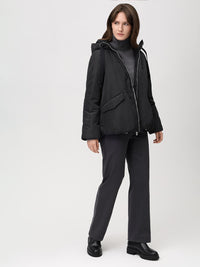 865900-780-9 Damen Jacquard Schlupfhose Wide leg in schwarz/grau
