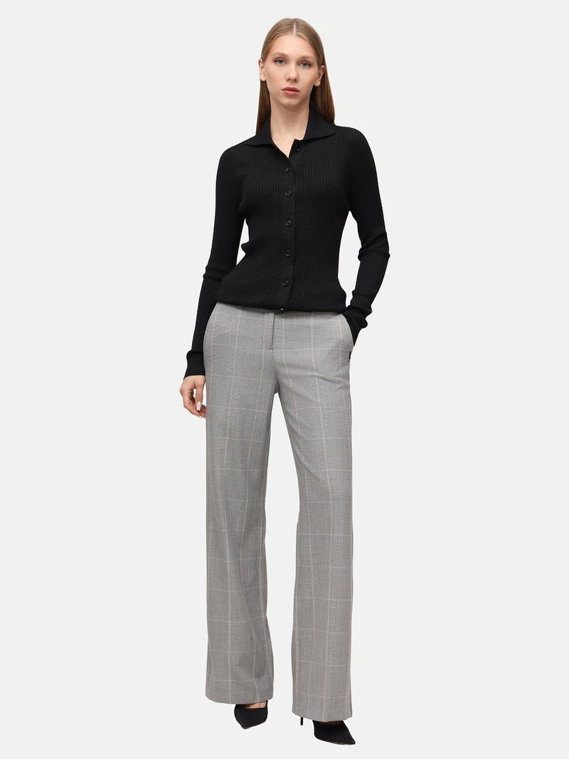 886800-792-9 Josie Elegante Palazzo Hose aus Glen Check