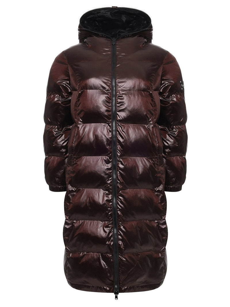 126200 Lange Damenmantel in bordeaux