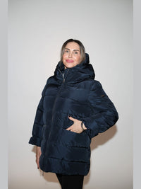 317900-238-800 Kurze Winterjacke mit Kapuze in Farbe Navy