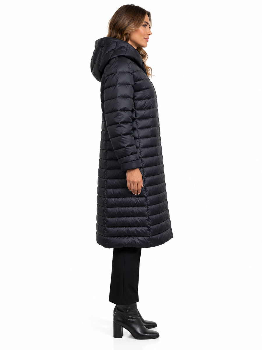 461700-537-920 Warmer Eco-Daunen Wende Mantel mit Gürtel in schwarz