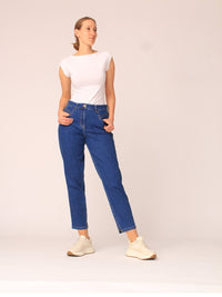 831200-131-2- 871- Kenny - Damenjeans Mom's Fit in Blau