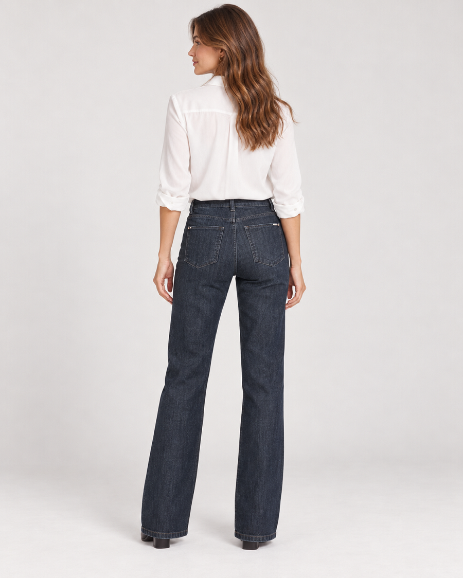 896700-171-89 Vivian Damenjeans in Dunkelblau mit weitem, leicht ausgestelltem Bein