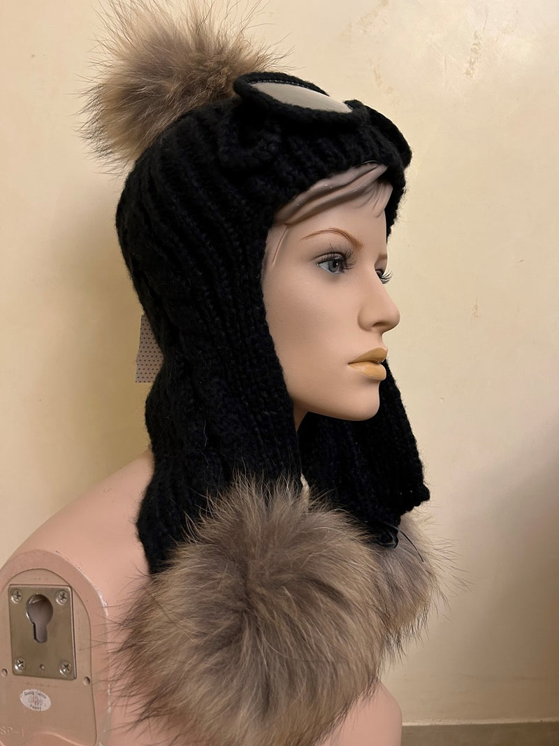 25 W I 109 Wintermütze aus Merino Wolle im stylischen Aviator-/Piloten-Look