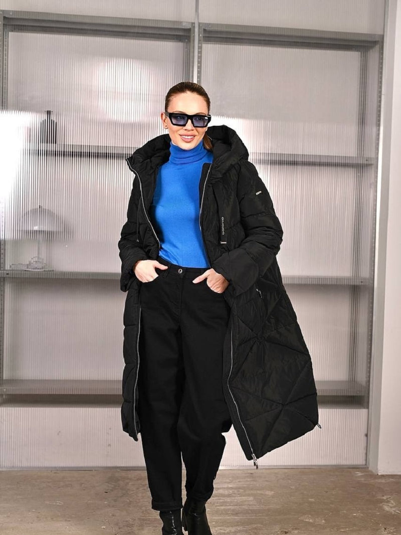 123200-238 Damen Steppmantel mit Kapuze