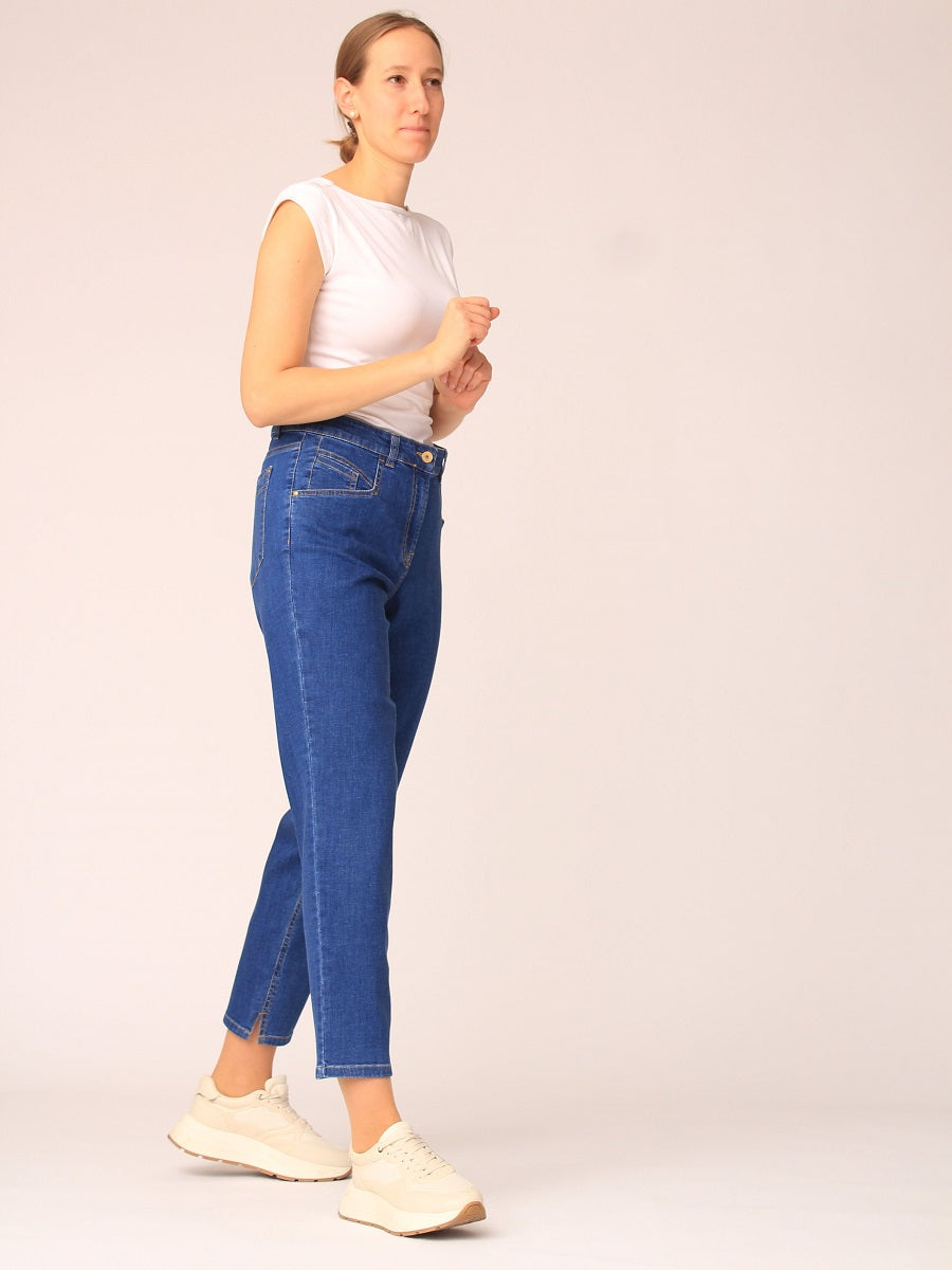 831200-131-2- 871- Kenny - Damenjeans Mom's Fit in Blau