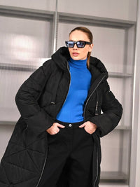 123200-238 Damen Steppmantel mit Kapuze