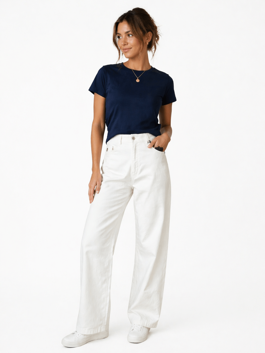 892200-255-31-10 Damen High Waist Wide Leg Hose Kate in Weiß
