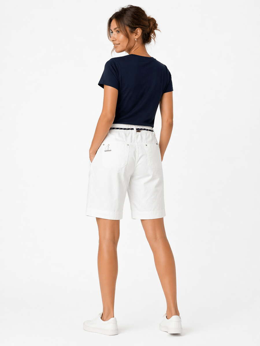 893800-255-10 Bermuda-Shorts Daria mit Bindegürtel – Offwhite