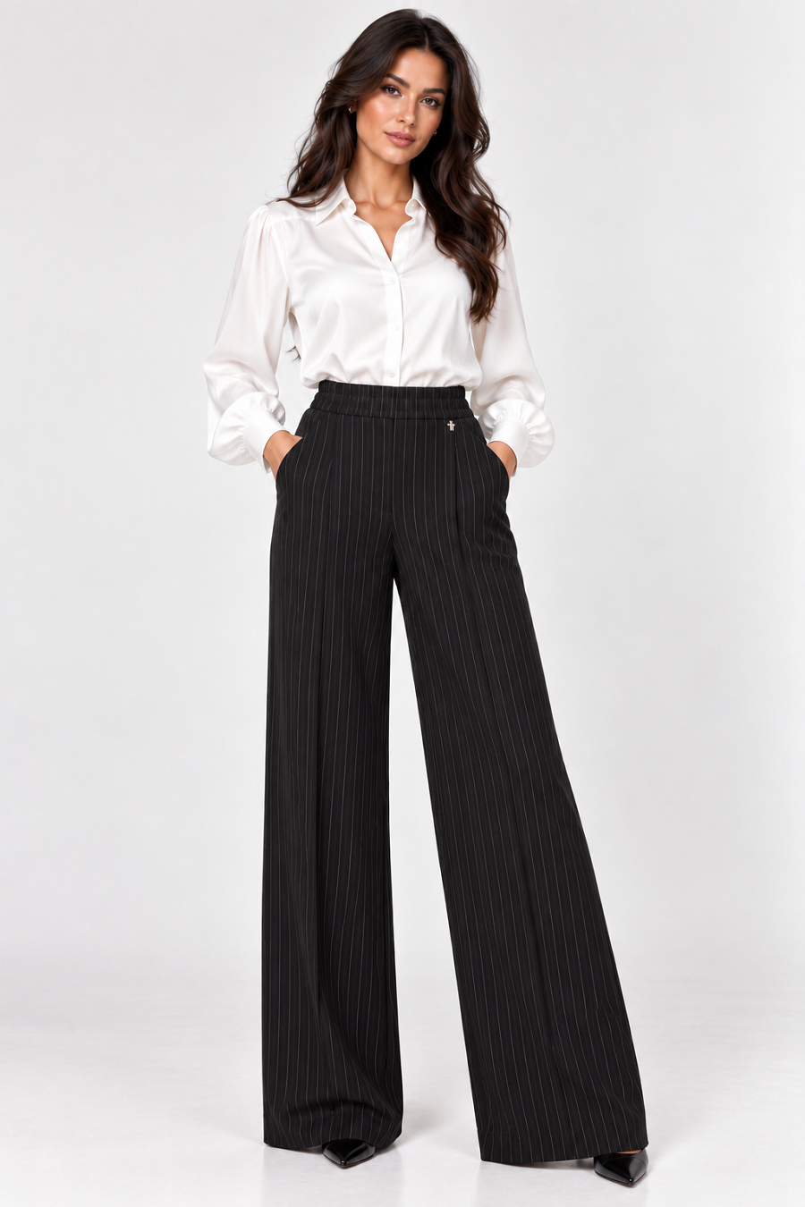 897200-538-9 Elegante Jersey-Wide-Leg-Hose mit Nadelstreifen
