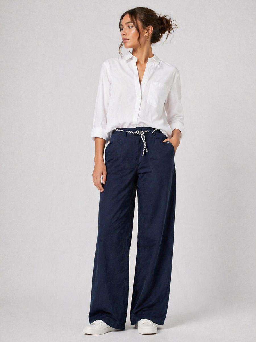 892200-255-74-80 Weite Damenhose Kate mit Bindegürtel