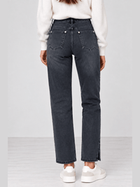 896400-154 Gefütterte Winter-Jeans in Schwarz – Mom Fit
