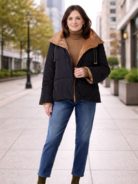 308500-238-902 Schicke kurze Steppjacke in Schwarz