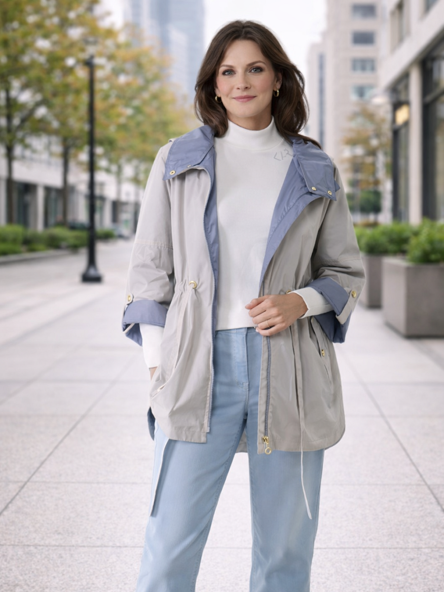 312700-238-268 Modischer Sommerparka in greige/mid blue