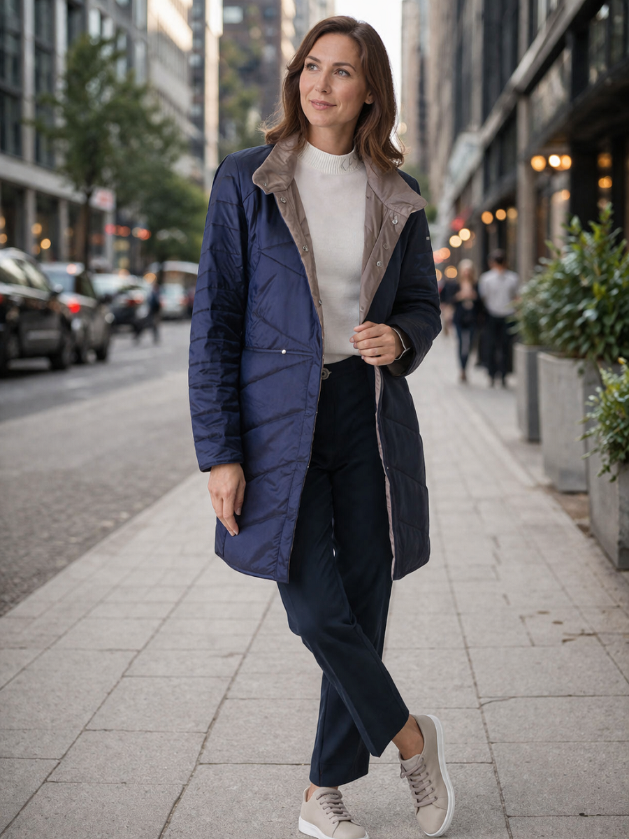118700-206-817 Leichte Übergangsmantel in blau/beige
