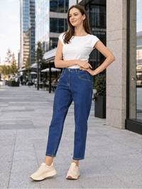 831200-131-1 -871- Kenny - Damenjeans Mom's Fit in Blau